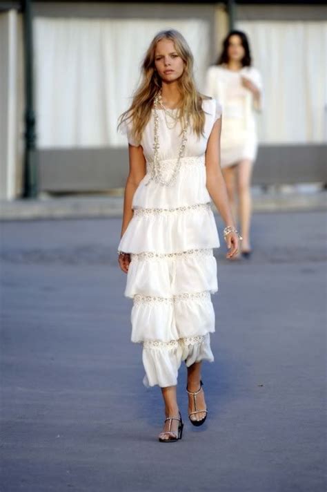 chanel layered lace white dress|elegant chanel dresses.